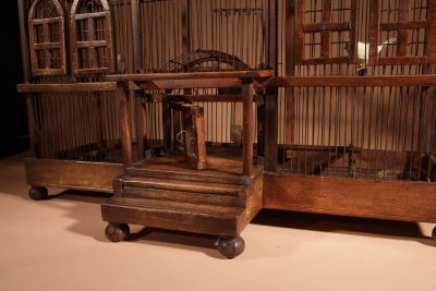 Folk Art Unusual Wood And Iron Bird Cage In The Shape Of A Church/ Country House.  - Image 12
