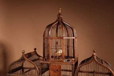 Folk Art Unusual Wood And Iron Bird Cage In The Shape Of A Church/ Country House.  - Image 13