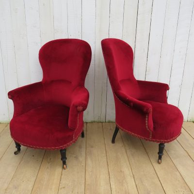 Pair Of Antique French Napoleon III Armchairs