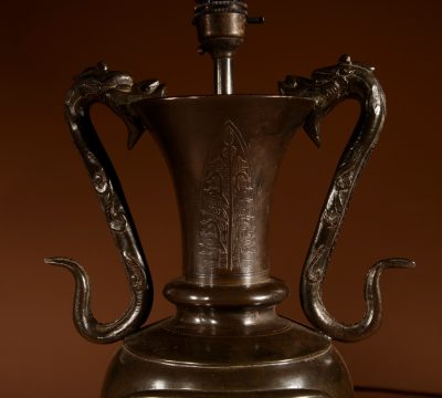 Impressive Japanese Bronze Table Lamp Meiji Period 1868-1912 - Image 4