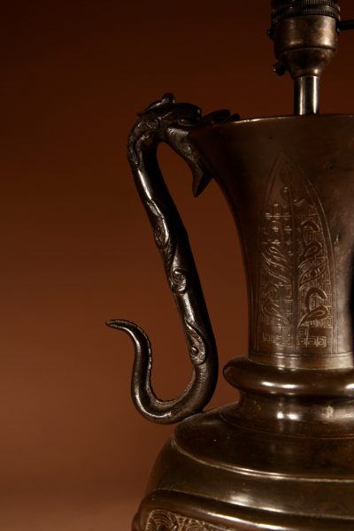 Impressive Japanese Bronze Table Lamp Meiji Period 1868-1912 - Image 5