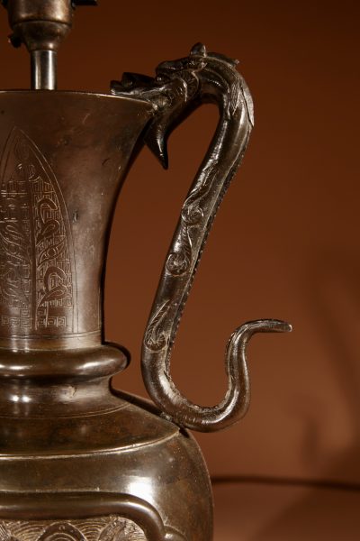Impressive Japanese Bronze Table Lamp Meiji Period 1868-1912 - Image 7