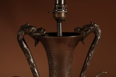 Impressive Japanese Bronze Table Lamp Meiji Period 1868-1912 - Image 13