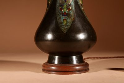 Unusual Japanese Bronze Champleve Table lamp.  - Image 2