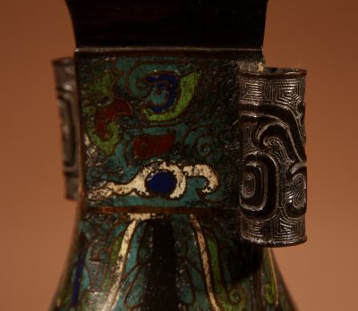 Unusual Japanese Bronze Champleve Table lamp.  - Image 5
