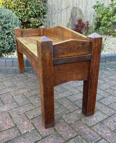 Arts & Crafts Oak Hall Seat - Image 5