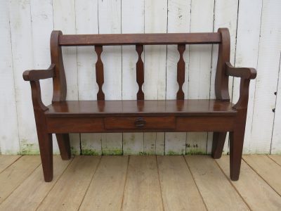 Antique French Oak Hall Bench - Image 2