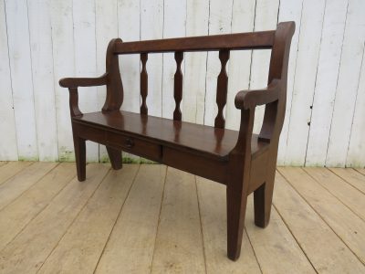 Antique French Oak Hall Bench - Image 10