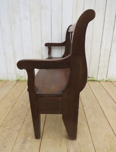 Antique French Oak Hall Bench - Image 5