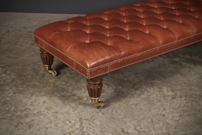 Large Buttoned Leather Footstool - Image 2