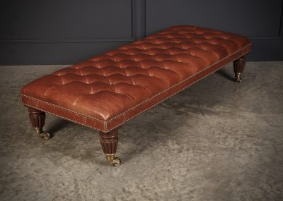 Large Buttoned Leather Footstool - Image 3