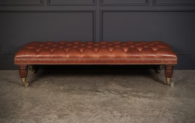 Large Buttoned Leather Footstool - Image 4