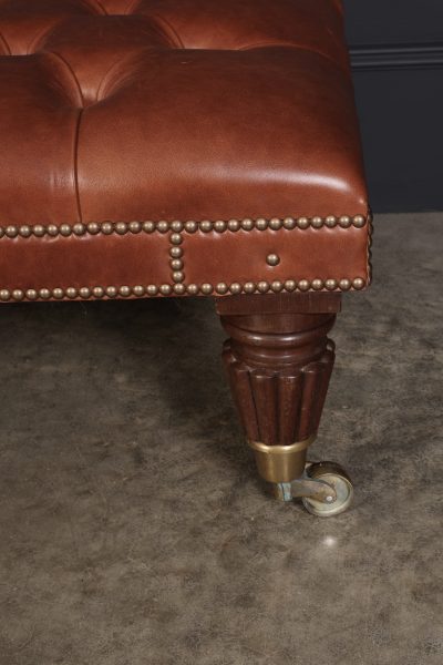 Large Buttoned Leather Footstool - Image 5
