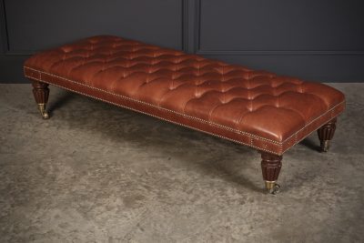 Large Buttoned Leather Footstool - Image 6