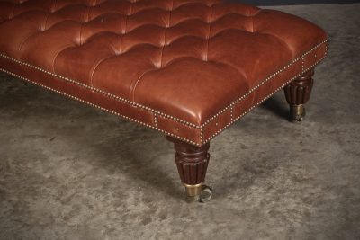 Large Buttoned Leather Footstool - Image 7