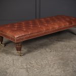 Large Buttoned Leather Footstool footstool Antique Furniture