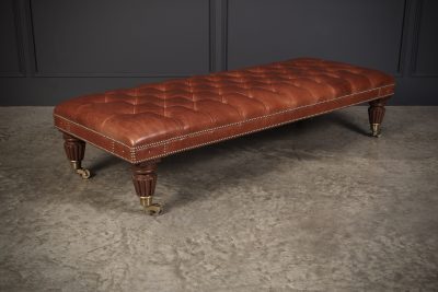 Large Buttoned Leather Footstool