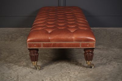 Large Buttoned Leather Footstool - Image 8
