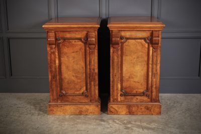 Large Pair of Figured Walnut Pedestal Cabinets - Image 4