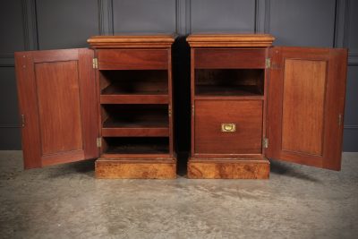Large Pair of Figured Walnut Pedestal Cabinets - Image 5