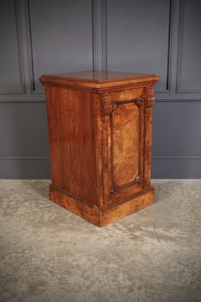 Large Pair of Figured Walnut Pedestal Cabinets - Image 7