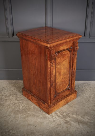 Large Pair of Figured Walnut Pedestal Cabinets - Image 8