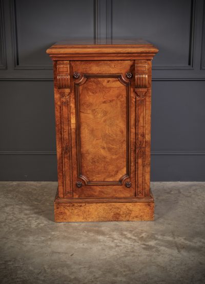 Large Pair of Figured Walnut Pedestal Cabinets - Image 9