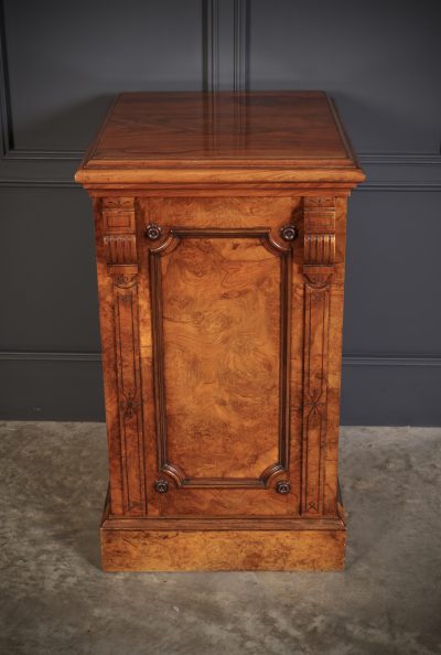 Large Pair of Figured Walnut Pedestal Cabinets - Image 10
