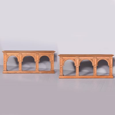 A Pair of Large Gothic Style Oak Side Tables
