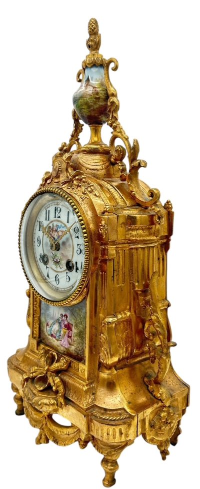 Stunning antique French 3-piece Mantel clock & candelabra set – ca1890 - Image 2