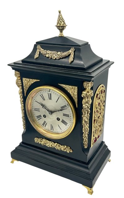 Fabulous Antique Ebonized Case Bracket Mantel clock – ca1890 - Image 3