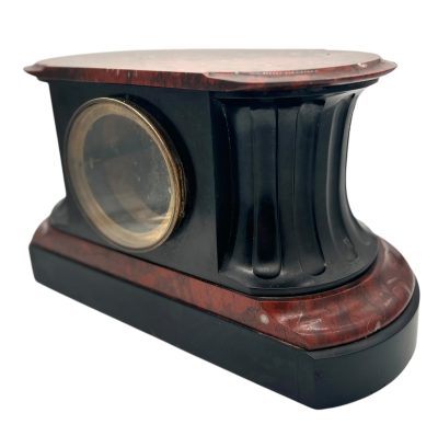 Stunning Rouge Marble & Slate 8 day Mantel clock – Ca 1870 - Image 4