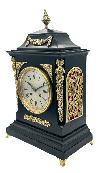 Fabulous Antique Ebonized Case Bracket Mantel clock – ca1890 - Image 4
