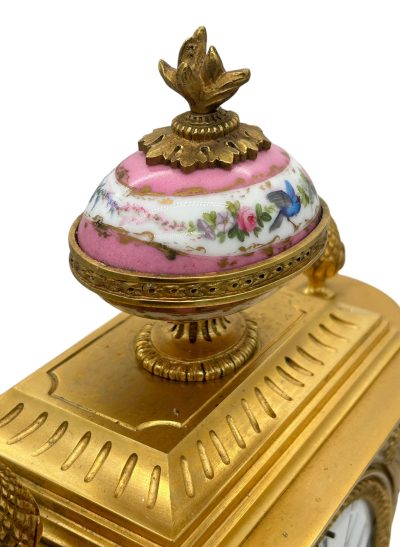 Outstanding Antique French Pink Sevres Ormolu Mantel Clock – ca1860 - Image 5