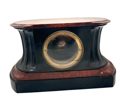 Stunning Rouge Marble & Slate 8 day Mantel clock – Ca 1870 - Image 6