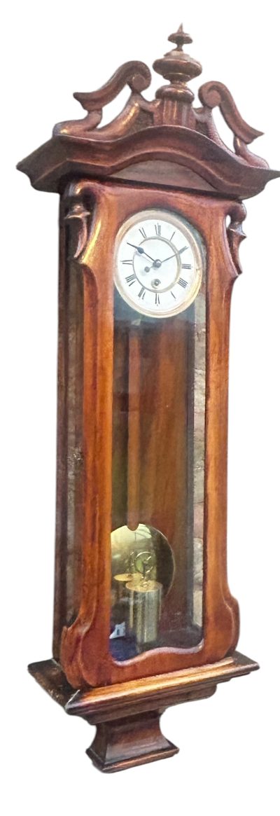 Fabulous Walnut Case Mini Vienna Regulator Wall clock – ca 1880 - Image 8