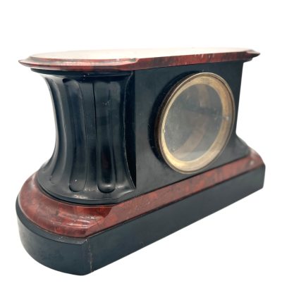 Stunning Rouge Marble & Slate 8 day Mantel clock – Ca 1870 - Image 7