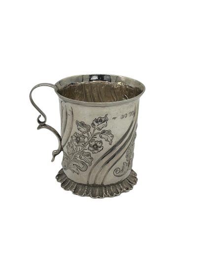 Victorian Silver Art nouveau Chased Christening mug – London - ca 1860-70 - Image 5