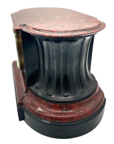 Stunning Rouge Marble & Slate 8 day Mantel clock – Ca 1870 - Image 9