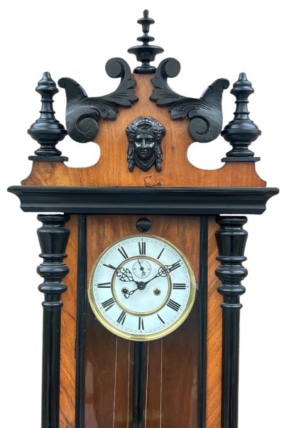 Fabulous Antique Victorian Twin Weight Vienna Regulator Walnut & Ebonized case - Image 8