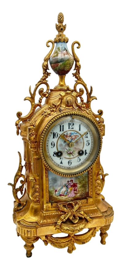 Stunning antique French 3-piece Mantel clock & candelabra set – ca1890 - Image 8