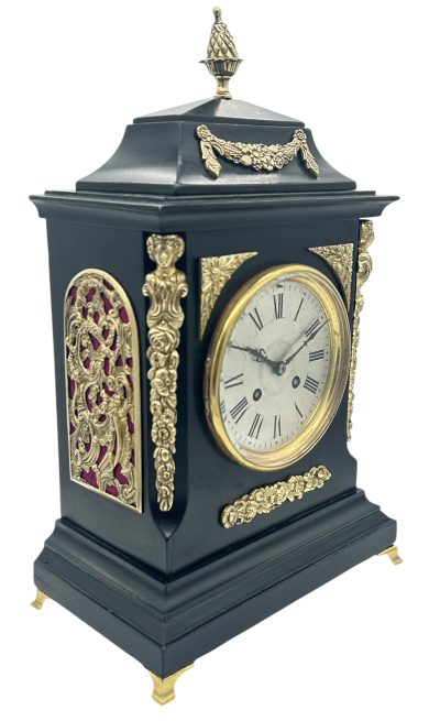 Fabulous Antique Ebonized Case Bracket Mantel clock – ca1890 - Image 9