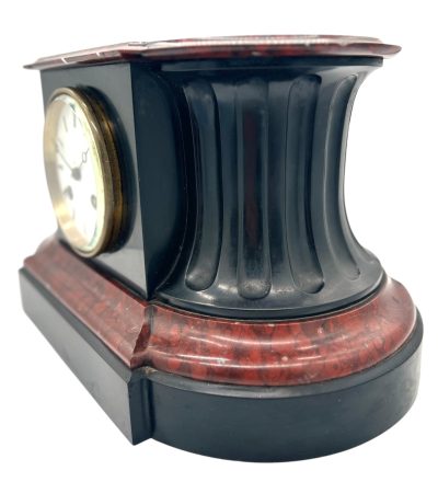 Stunning Rouge Marble & Slate 8 day Mantel clock – Ca 1870 - Image 10