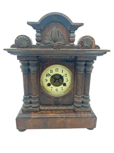 Fine German 8-Day Hand Carved Walnut Case Mantel Clock – ca 1890 - Image 10