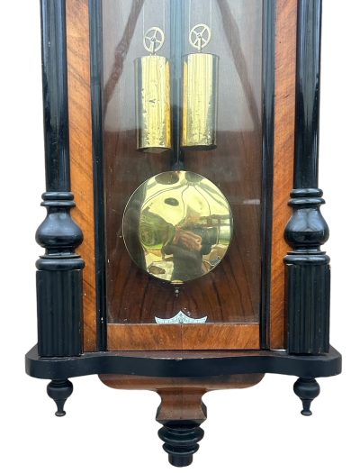Fabulous Antique Victorian Twin Weight Vienna Regulator Walnut & Ebonized case - Image 9