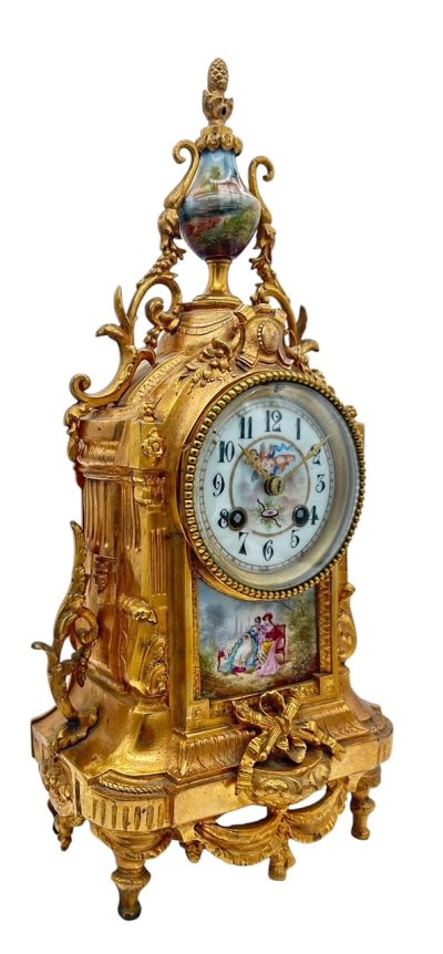 Stunning antique French 3-piece Mantel clock & candelabra set – ca1890 - Image 9