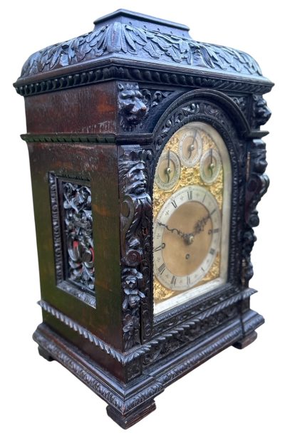 Outstanding Hand Carved oak English 8 bell dual chime Triple fusee bracket clock - Image 14