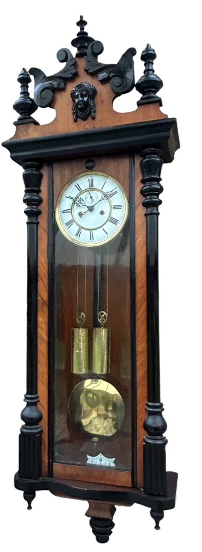 Fabulous Antique Victorian Twin Weight Vienna Regulator Walnut & Ebonized case - Image 10