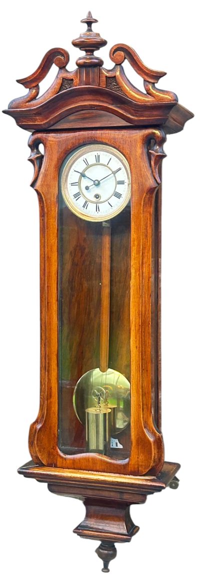 Fabulous Walnut Case Mini Vienna Regulator Wall clock – ca 1880 - Image 13