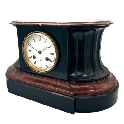 Stunning Rouge Marble & Slate 8 day Mantel clock – Ca 1870 - Image 12